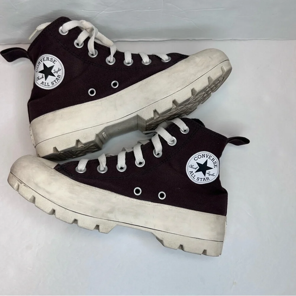 Converse kids High-Top Platform Sneakers Brown and White Shoes Size 6